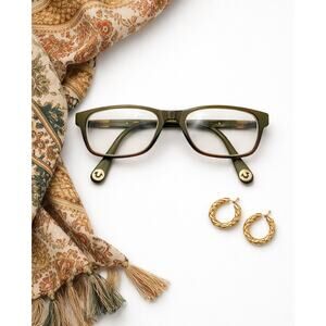 True Religion Ricky Green Gold Eyeglass Frames Designer Square Boho Quiet Luxury